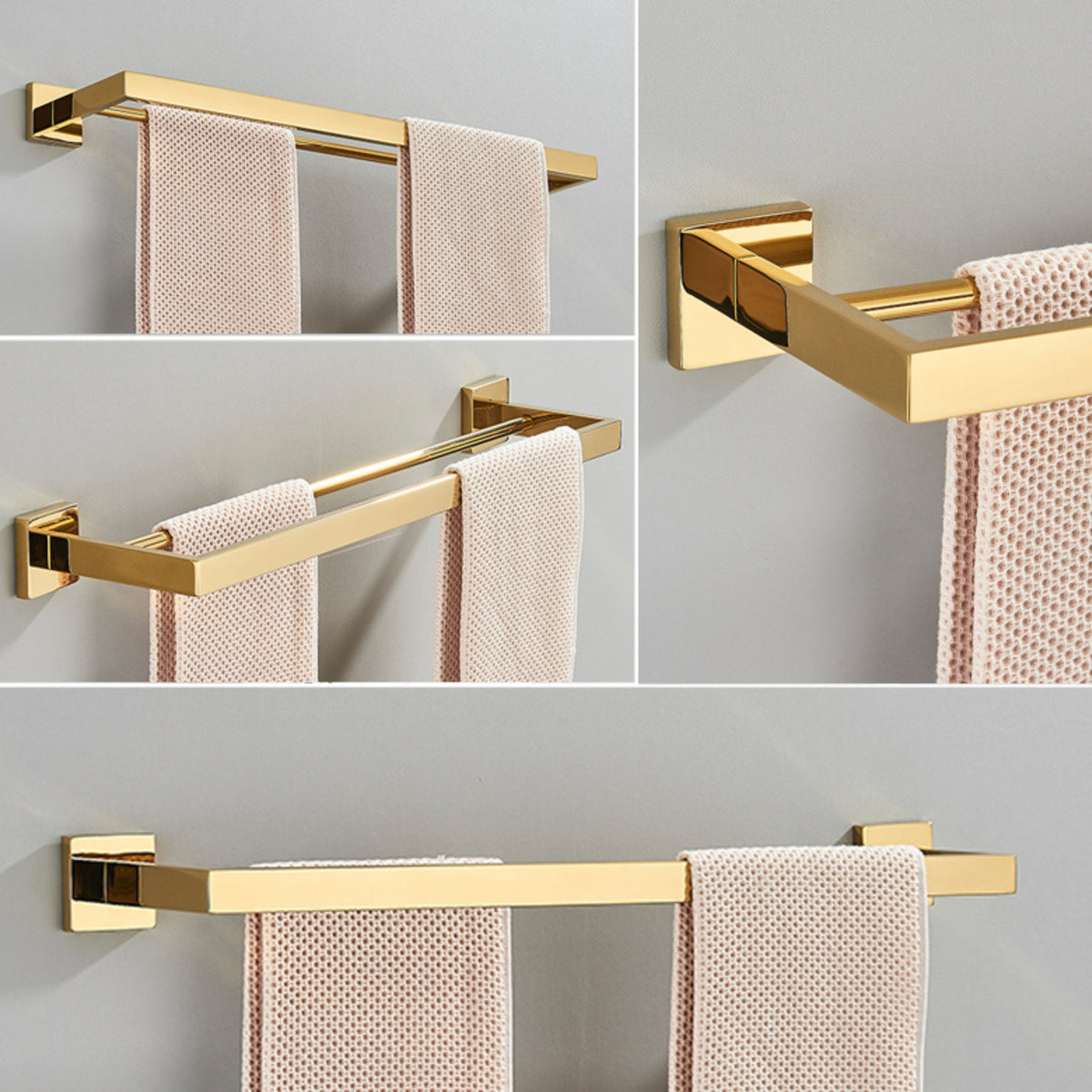 Porta-toalhas de banheiro em inox dourado polido da marca Homedeccori.