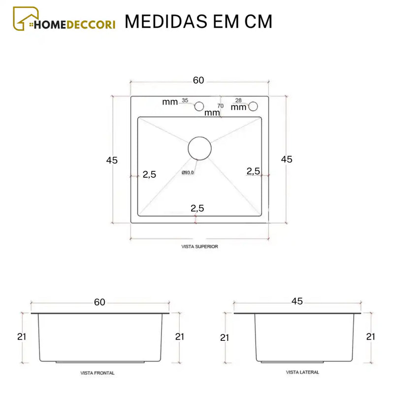 A Fazer Cuba Pia Inox Dourada Quadrada Cozinha Gourmet Com Acessórios 60X45 Brinovar Pia De