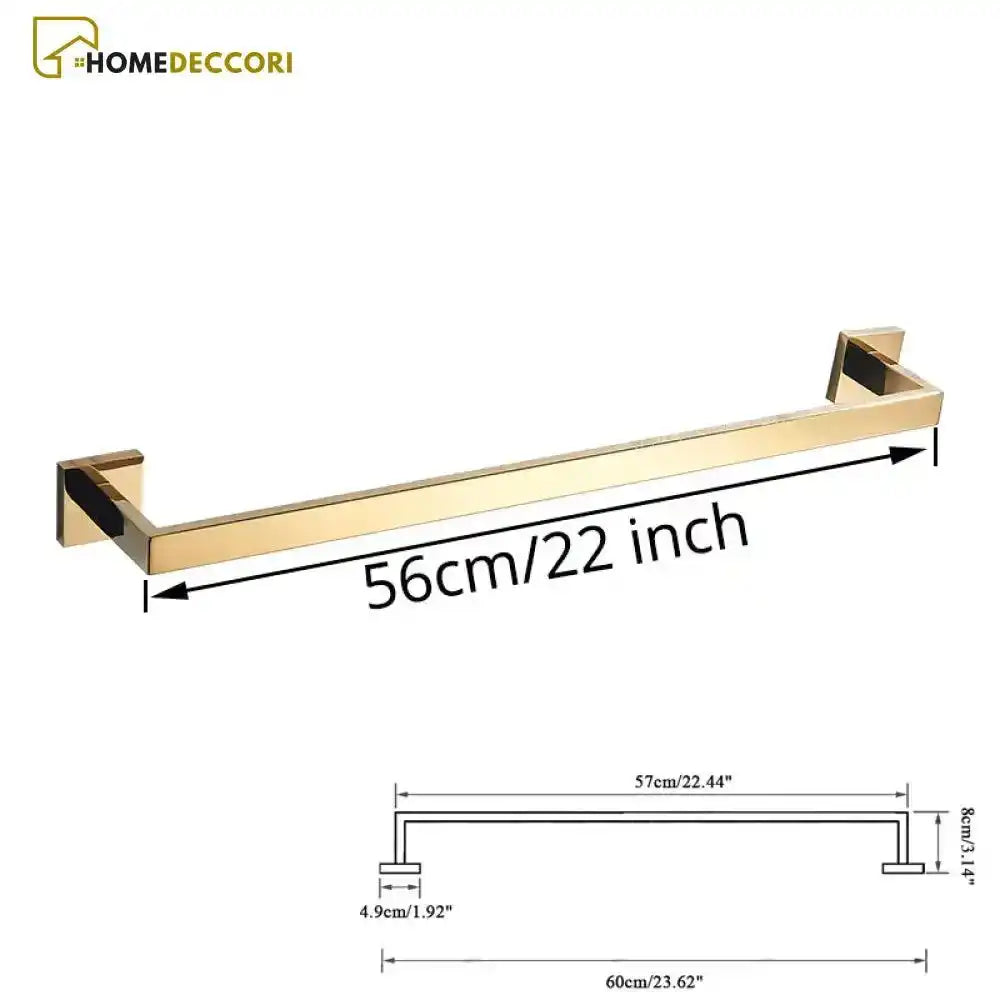 Acessórios Para Banheiro Inox 304 Dourado Shine 1 Peça Toalheiro 56Cm / Á Pronta Entrega