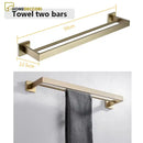 Acessórios Para Banheiro Inox 304 Ouro Escovado Shine 1 Toalheiro Duplo 50Cm / Á Pronta Entrega