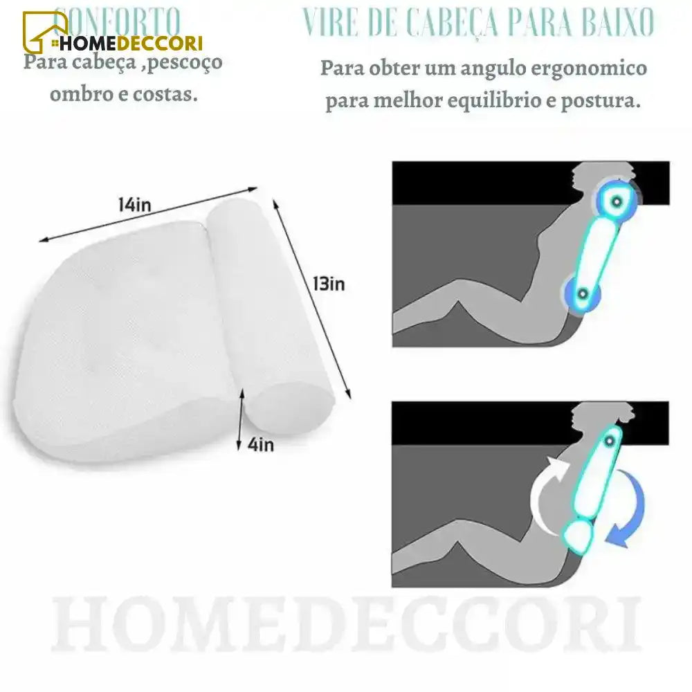 Almofada Para Banheira Spa Branca De Luxo 3d Antiderrapante - Homedeccori