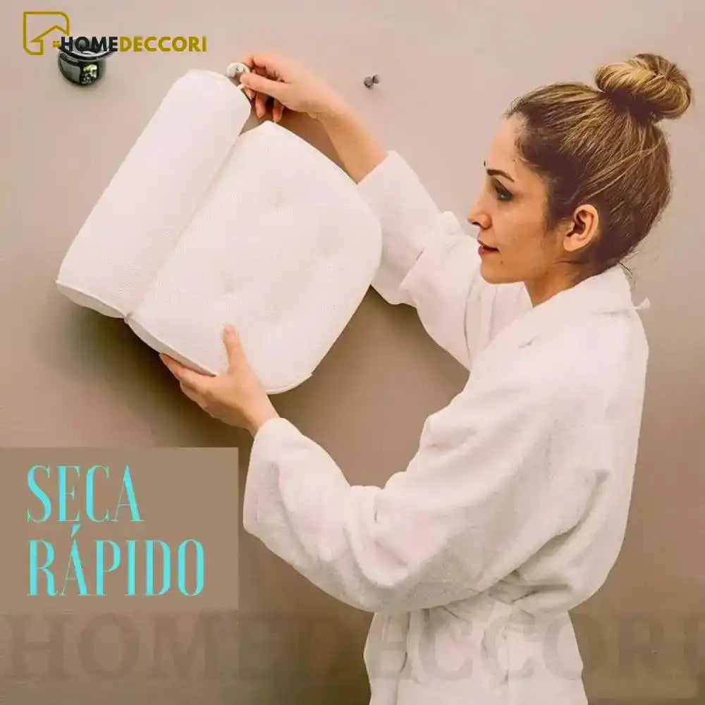 Almofada Para Banheira Spa Branca De Luxo 3d Antiderrapante - Homedeccori