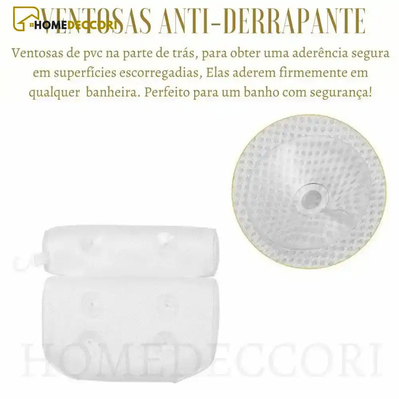 Almofada Para Banheira Spa Branca De Luxo 3d Antiderrapante - Homedeccori