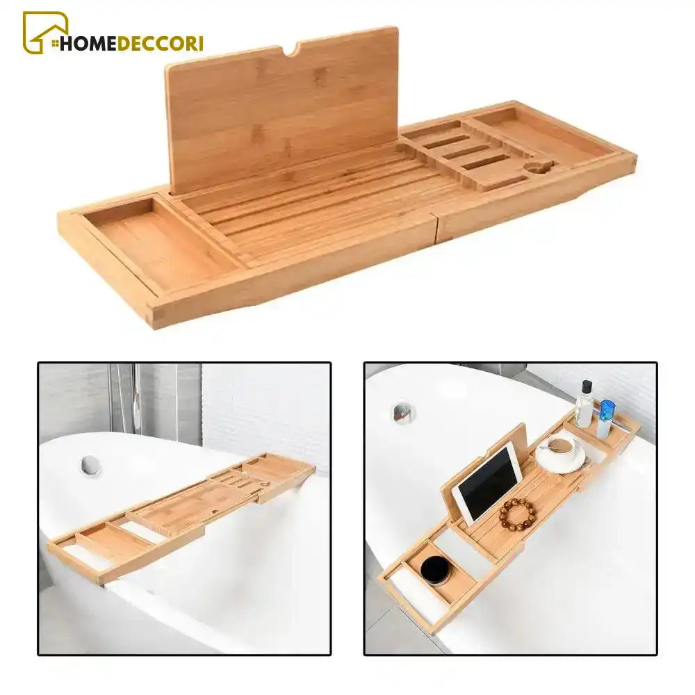 Bandeja Para Banheiras De Bambu Luxo Telescópica - Homedeccori