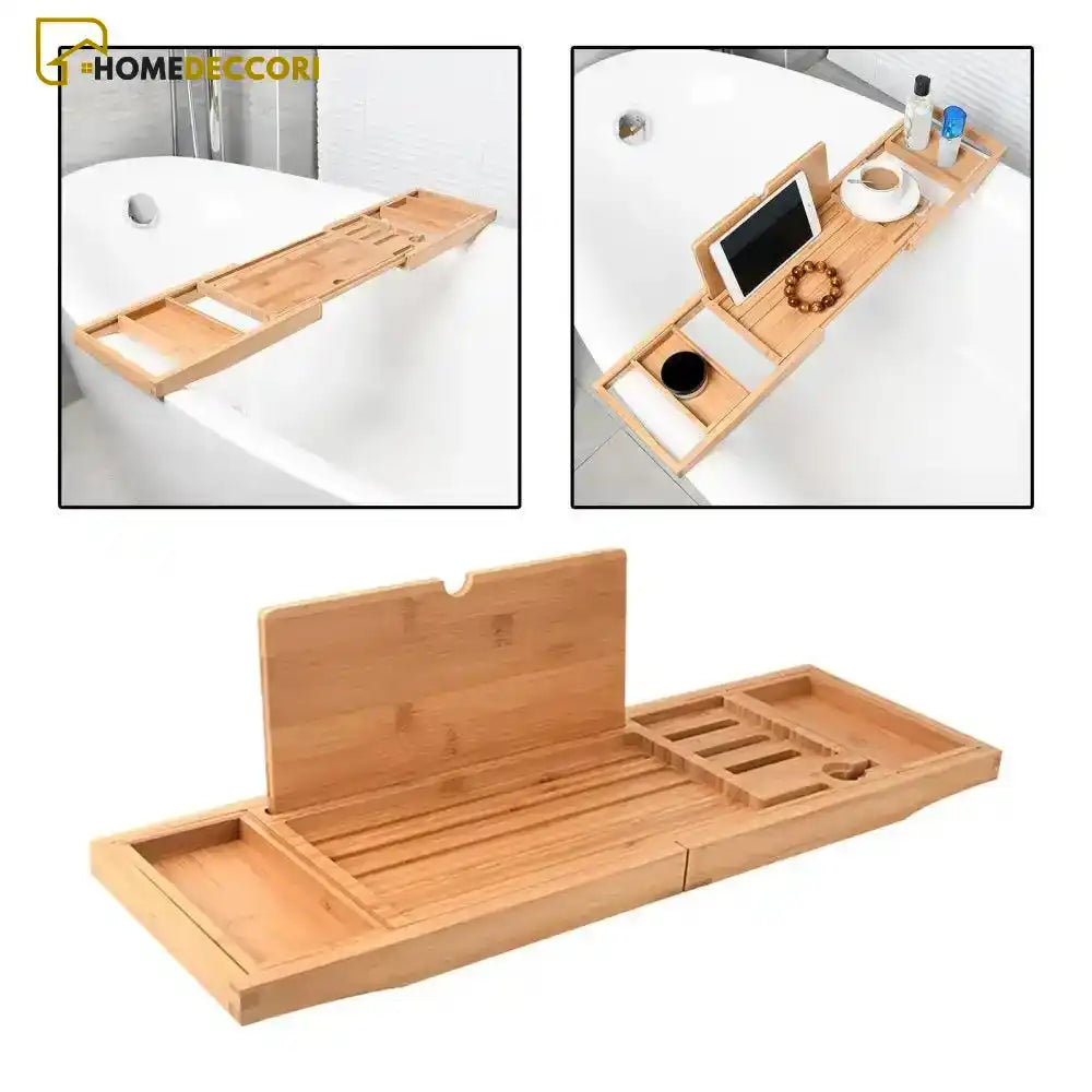 Bandeja Para Banheiras De Bambu Luxo Telescópica - Homedeccori