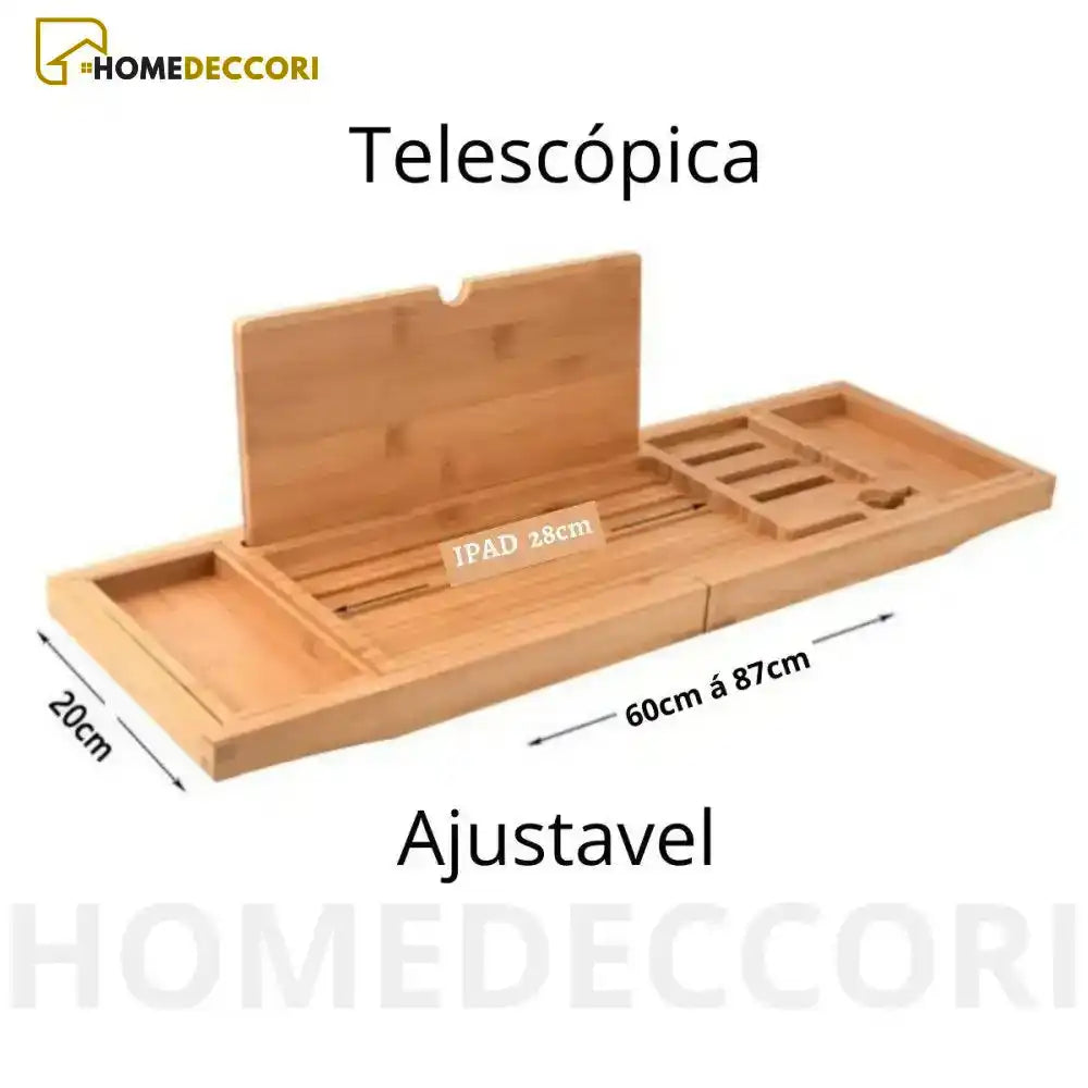 Bandeja Para Banheiras De Bambu Luxo Telescópica - Homedeccori