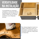 Kit Cuba Dupla Inox 78x43 + Torneira Dourada Completa Lux Gold