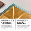 Kit Cuba Dupla Inox 78x43 + Torneira Dourada Completa Lux Gold