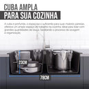 Kit Cuba Dupla Inox 78x43 + Torneira Dourada Completa Lux Gold