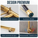 Kit Cuba Dupla Inox 78x43 + Torneira Dourada Completa Lux Gold