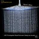 Chuveiro De Teto Inox Com LED Quadrado Spa VinoRain