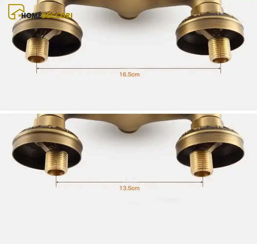 Ducha Vintage Detalhes Em Porcelana com Torneira para Banheira e Misturador Bronze Antigo Quente / Frio - Homedeccori