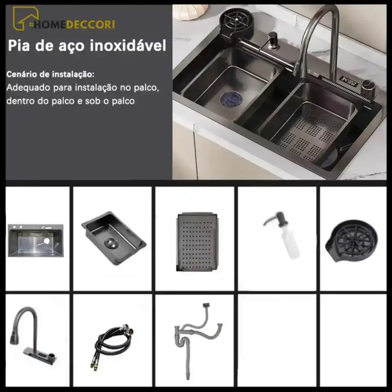 Cuba Gourmet Inox Cozinha Pia Multifuncional Inteligente Completa B1 / Á Pronto Entrega Pia De