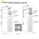 Dispenser De Detergente Embutido Metal Quadrado 400 Ml Hidenlux Dispenser