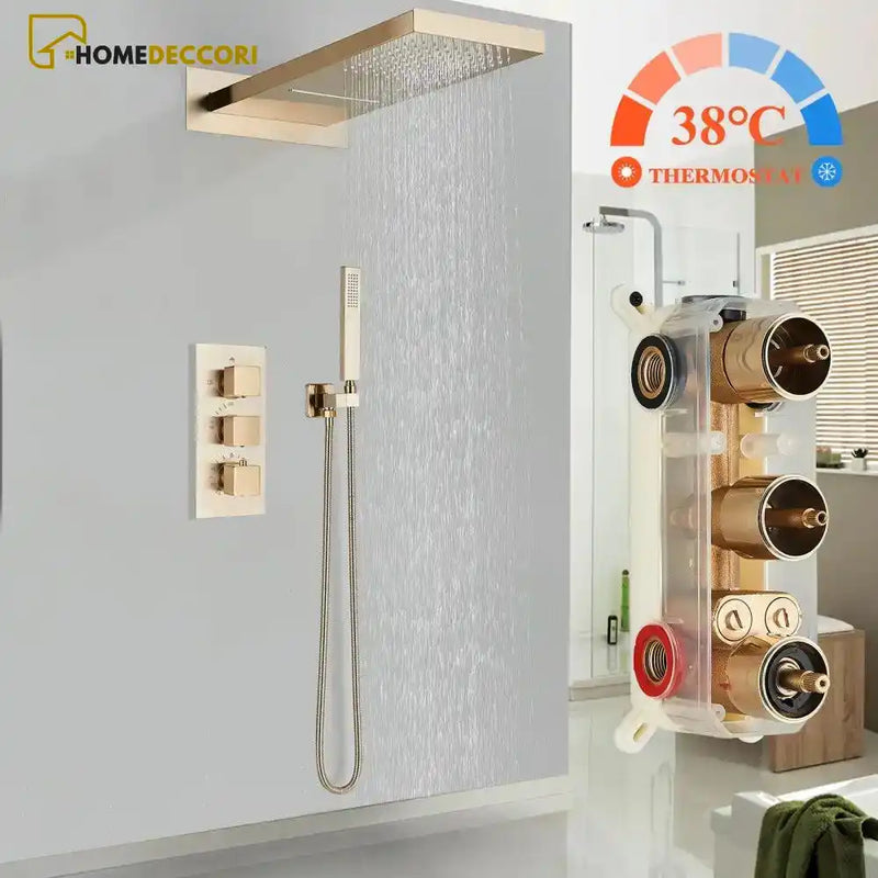 Ducha Cascata De Parede Inox Com Misturador E Maunual Conjunto Completo Spa Urban Ducha Cascata De