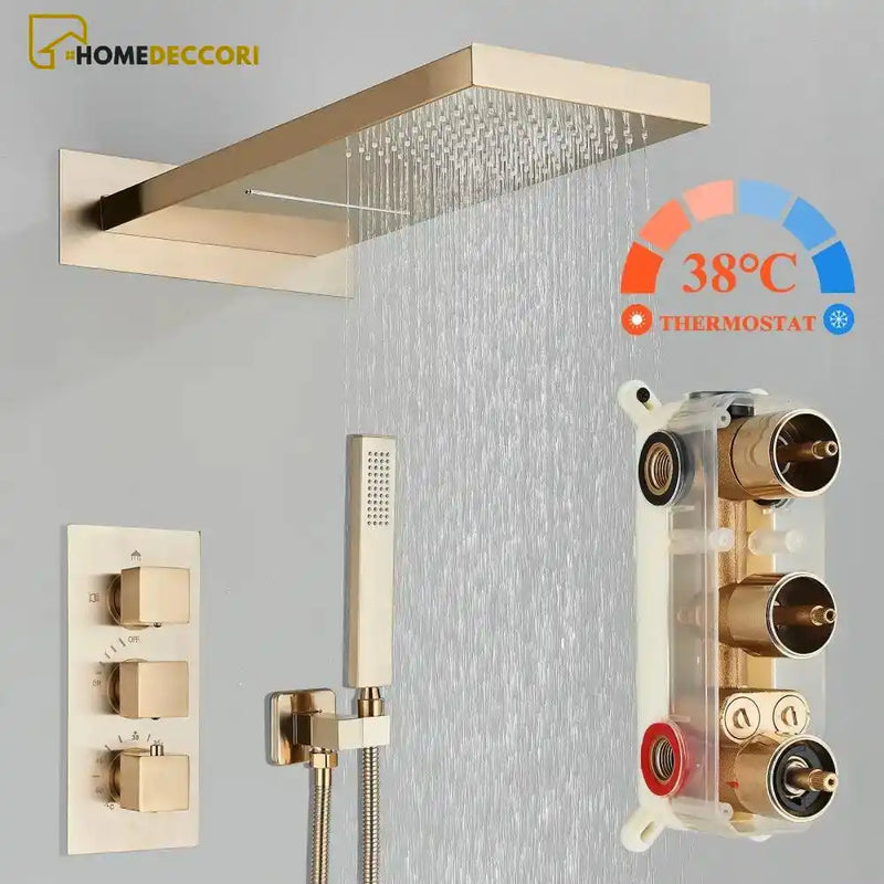 Ducha Cascata De Parede Inox Com Misturador E Maunual Conjunto Completo Spa Urban Ducha Cascata De