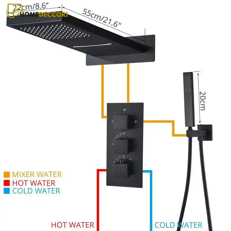 Chuveiro Cascata Parede Inox Conjunto Completo Spa Urban - Homedeccori