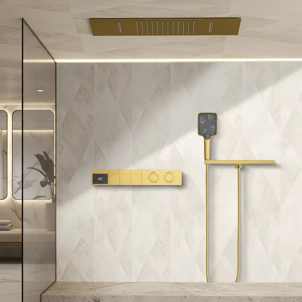 Ducha de Teto Spa Inox Embutir 60x33 LED Cascata Valorel