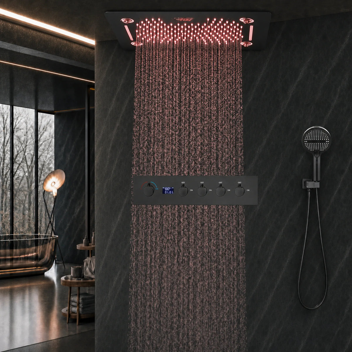Ducha De Teto Embutir Inox 58x38 LED Bluetooth Maestro