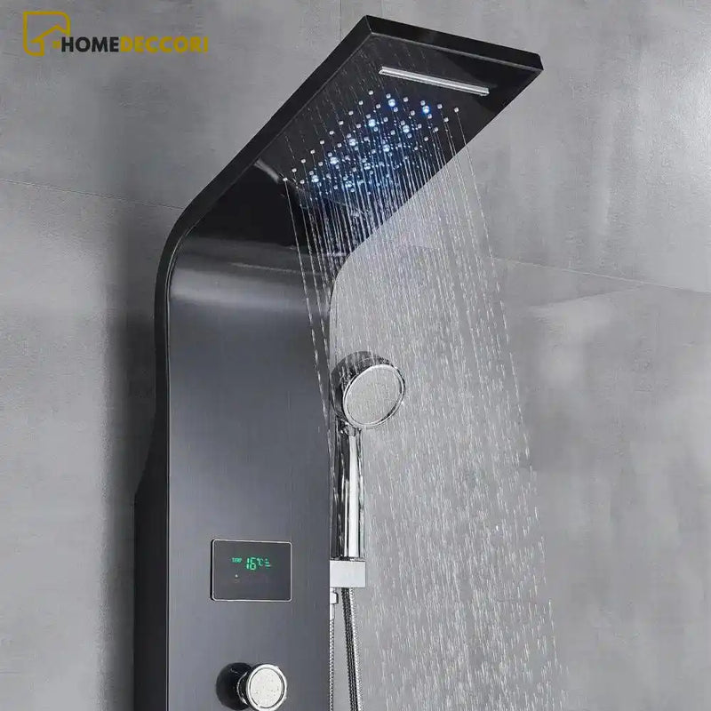 Ducha Vertical Spa Hidromassagem Cascata Led Display Digital Inox AquaRelax Slim - Homedeccori