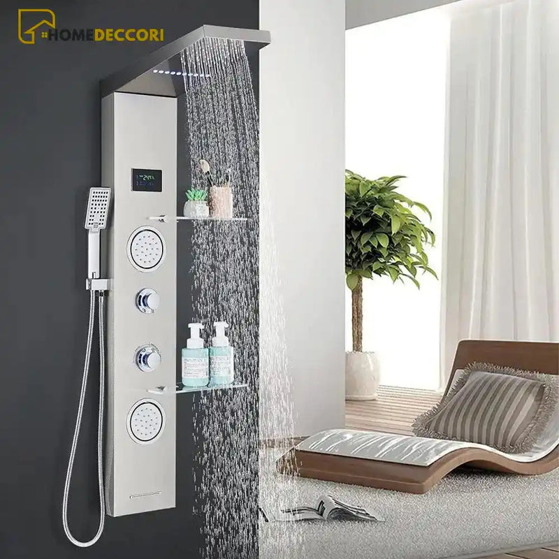 Ducha Vertical Spa Royal Hidromassagem Cascata Led Display Digital Inox - Homedeccori