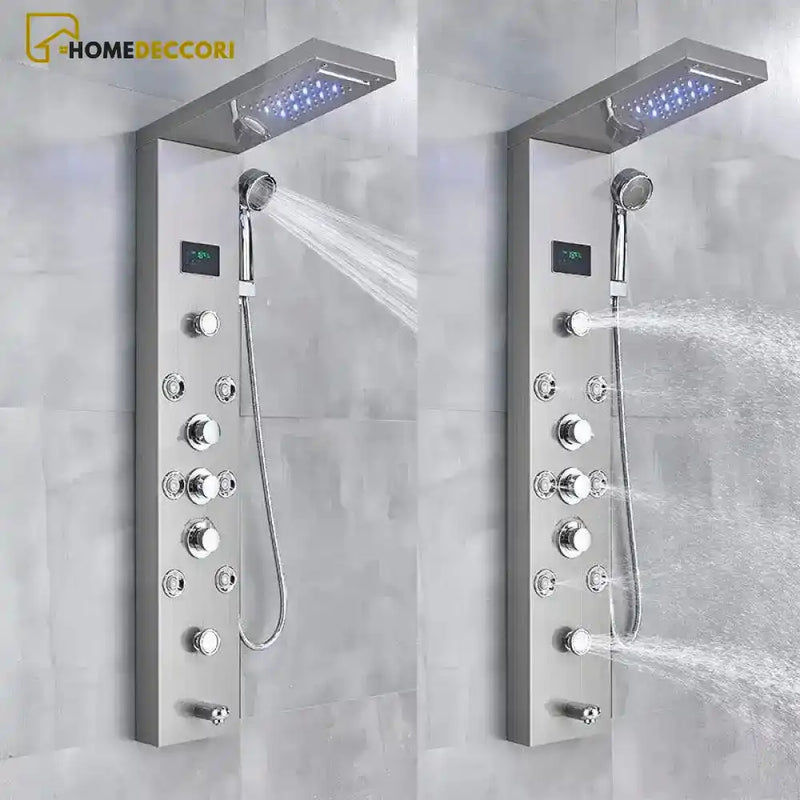 Ducha Vertical Spa Hidromassagem Cascata Led Display Digital Inox AquaRelax - Homedeccori