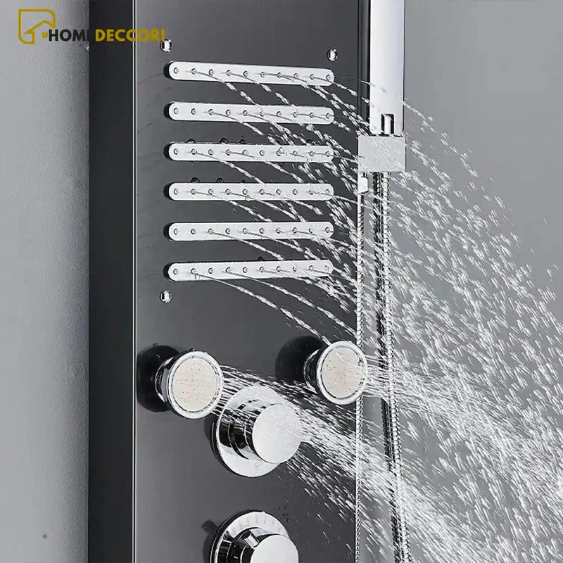 Ducha Vertical Spa Line Hidromassagem Cascata Led Display Digital Inox - Homedeccori