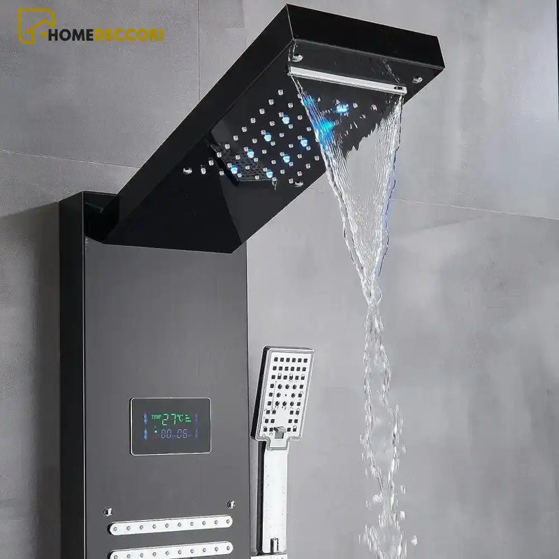 Ducha Vertical Spa Line Hidromassagem Cascata Led Display Digital Inox - Homedeccori