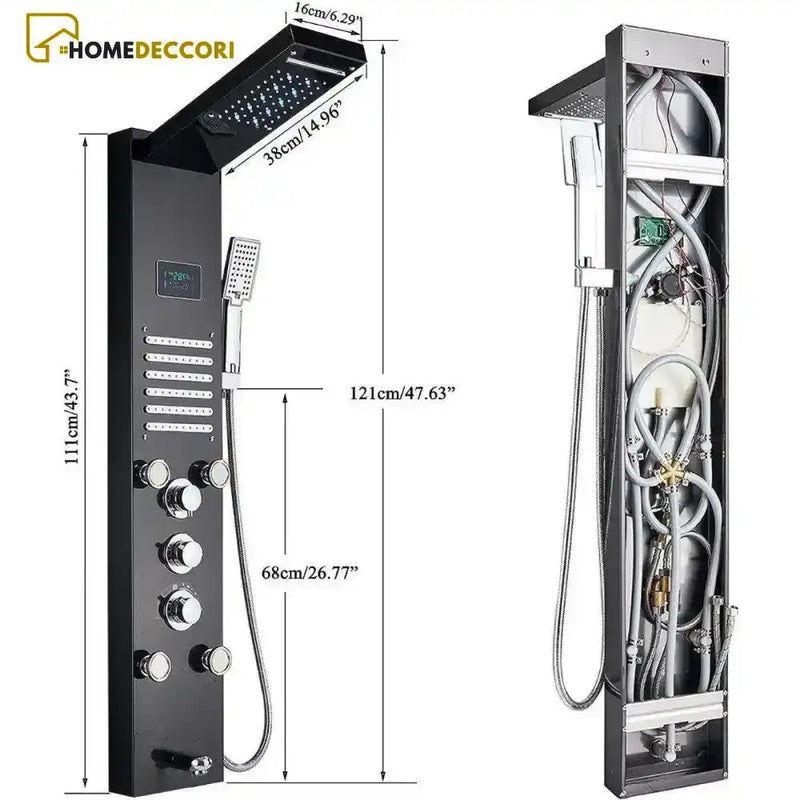 Ducha Vertical Spa Line Hidromassagem Cascata Led Display Digital Inox - Homedeccori