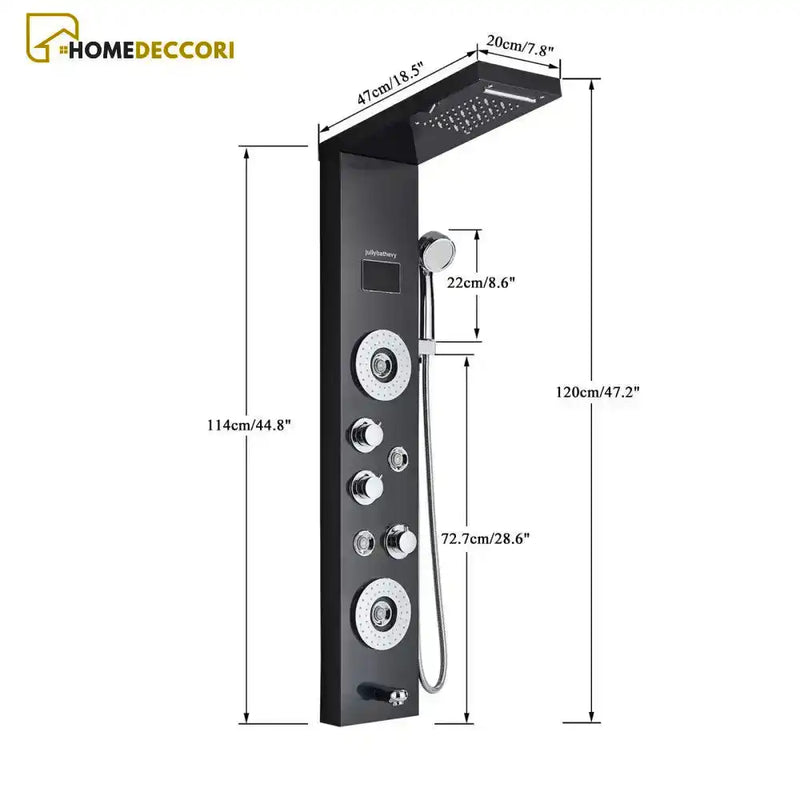 Ducha Vertical Spa Hidromassagem Palazzi Cascata Led Display Digital Inox - Homedeccori