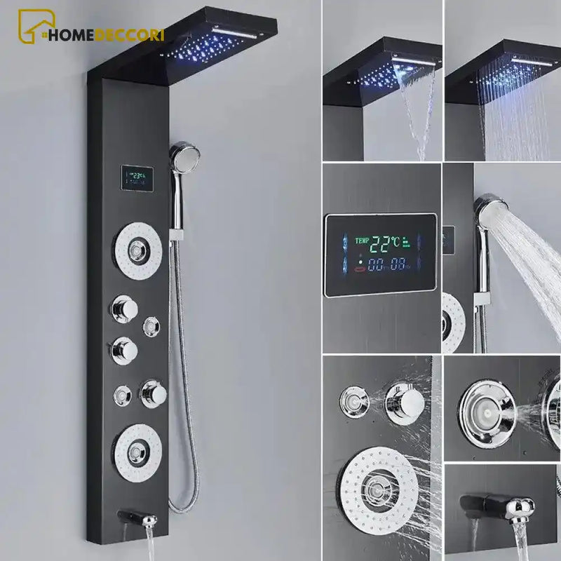 Ducha Vertical Spa Hidromassagem Palazzi Cascata Led Display Digital Inox - Homedeccori