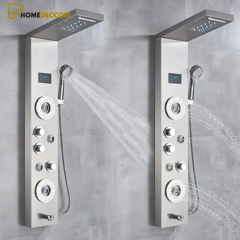 Ducha Vertical Spa Hidromassagem Palazzi Cascata Led Display Digital Inox - Homedeccori