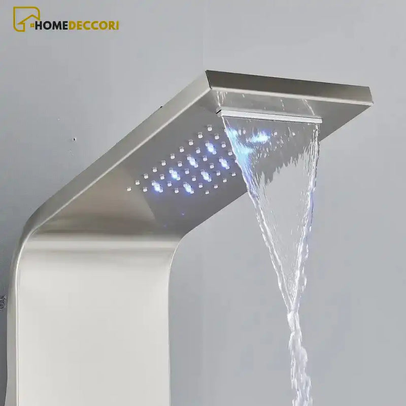 Ducha Vertical Spa SlimFlow Hidromassagem Cascata Led Display Digital Inox - Homedeccori