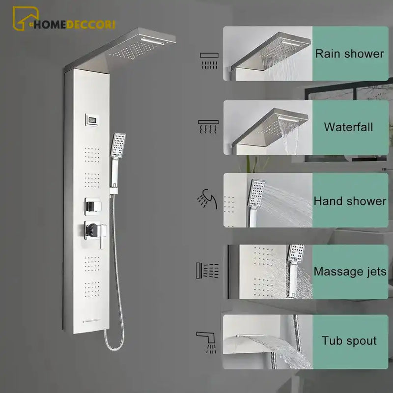 Ducha Vertical Spa Hidromassagem Cascata Inox AquaZen - Homedeccori