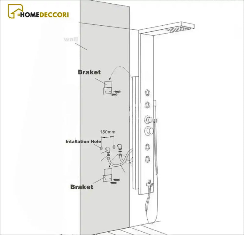 Ducha Vertical Spa Hidromassagem Cascata Inox AquaZen - Homedeccori