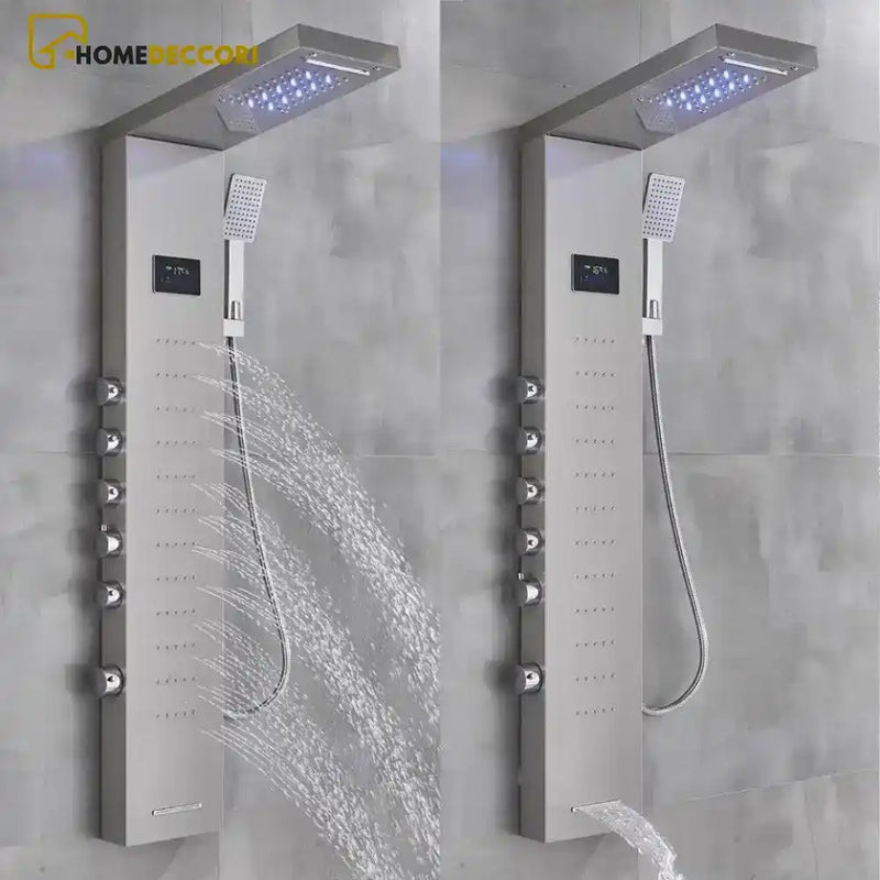 Ducha Vertical Spa Infinity Hidromassagem Cascata Led Display Digital Inox - Homedeccori