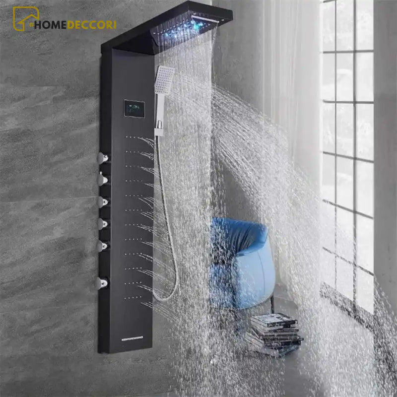 Ducha Vertical Spa Infinity Hidromassagem Cascata Led Display Digital Inox - Homedeccori