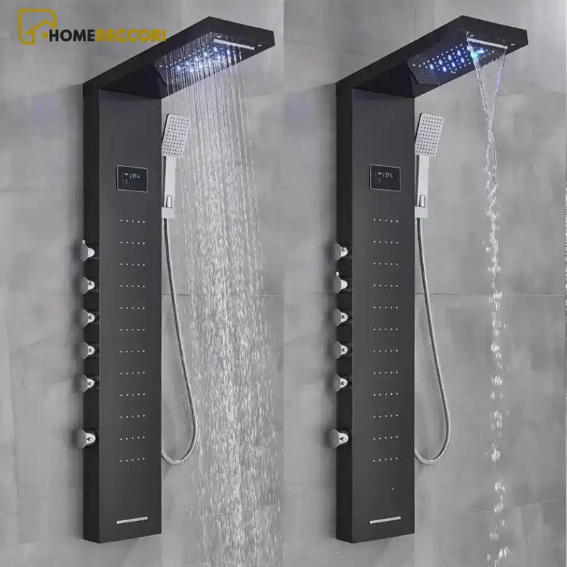 Ducha Vertical Spa Infinity Hidromassagem Cascata Led Display Digital Inox - Homedeccori