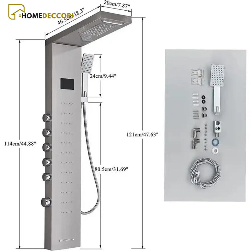 Ducha Vertical Spa Infinity Hidromassagem Cascata Led Display Digital Inox - Homedeccori