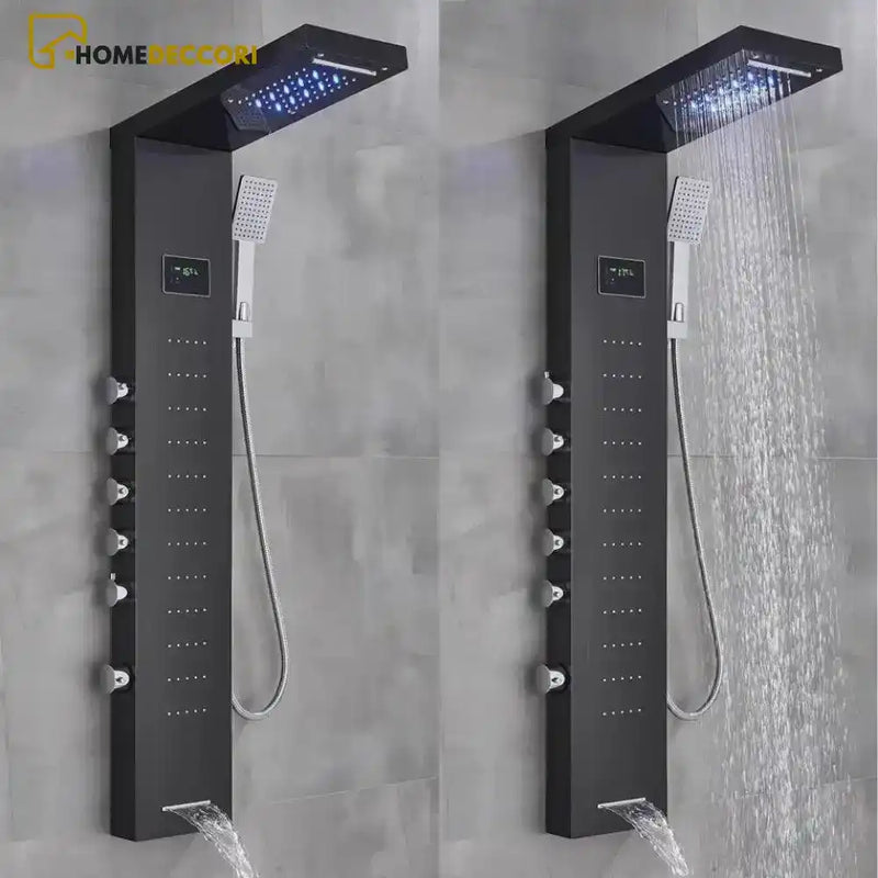 Ducha Vertical Spa Infinity Hidromassagem Cascata Led Display Digital Inox - Homedeccori