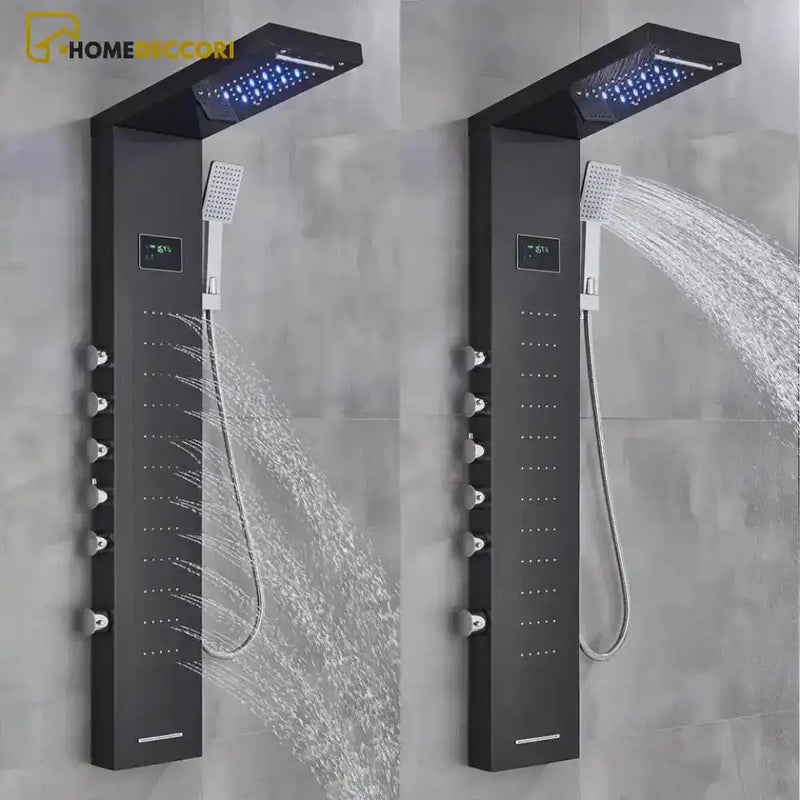 Ducha Vertical Spa Infinity Hidromassagem Cascata Led Display Digital Inox - Homedeccori