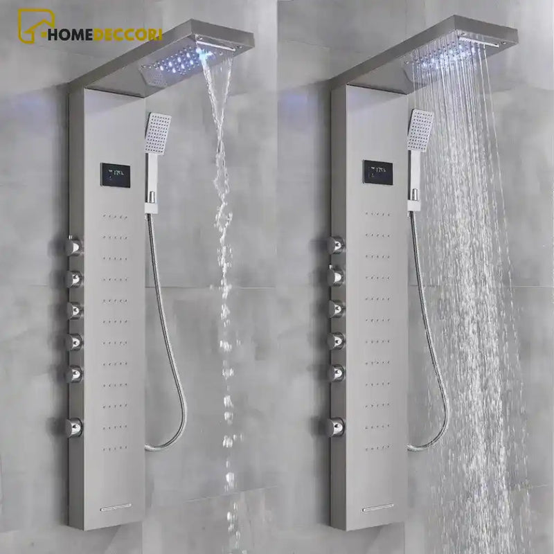 Ducha Vertical Spa Infinity Hidromassagem Cascata Led Display Digital Inox - Homedeccori