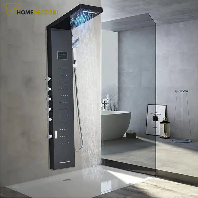 Ducha Vertical Spa Infinity Hidromassagem Cascata Led Display Digital Inox - Homedeccori