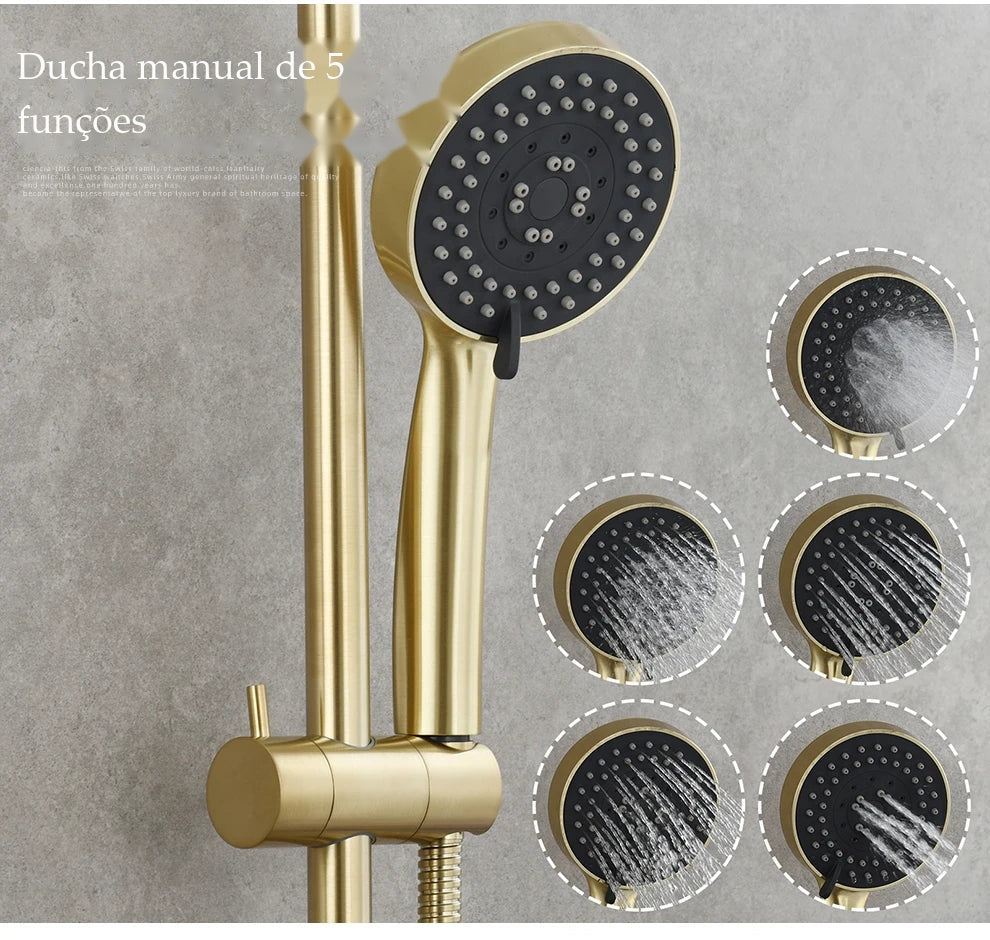 Barra Deslizante Ducha Manual Inox Ajustável 5 Funções Luino