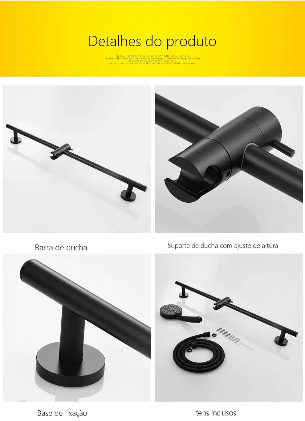 Barra Deslizante Ducha Manual Inox Ajustável 5 Funções Luino