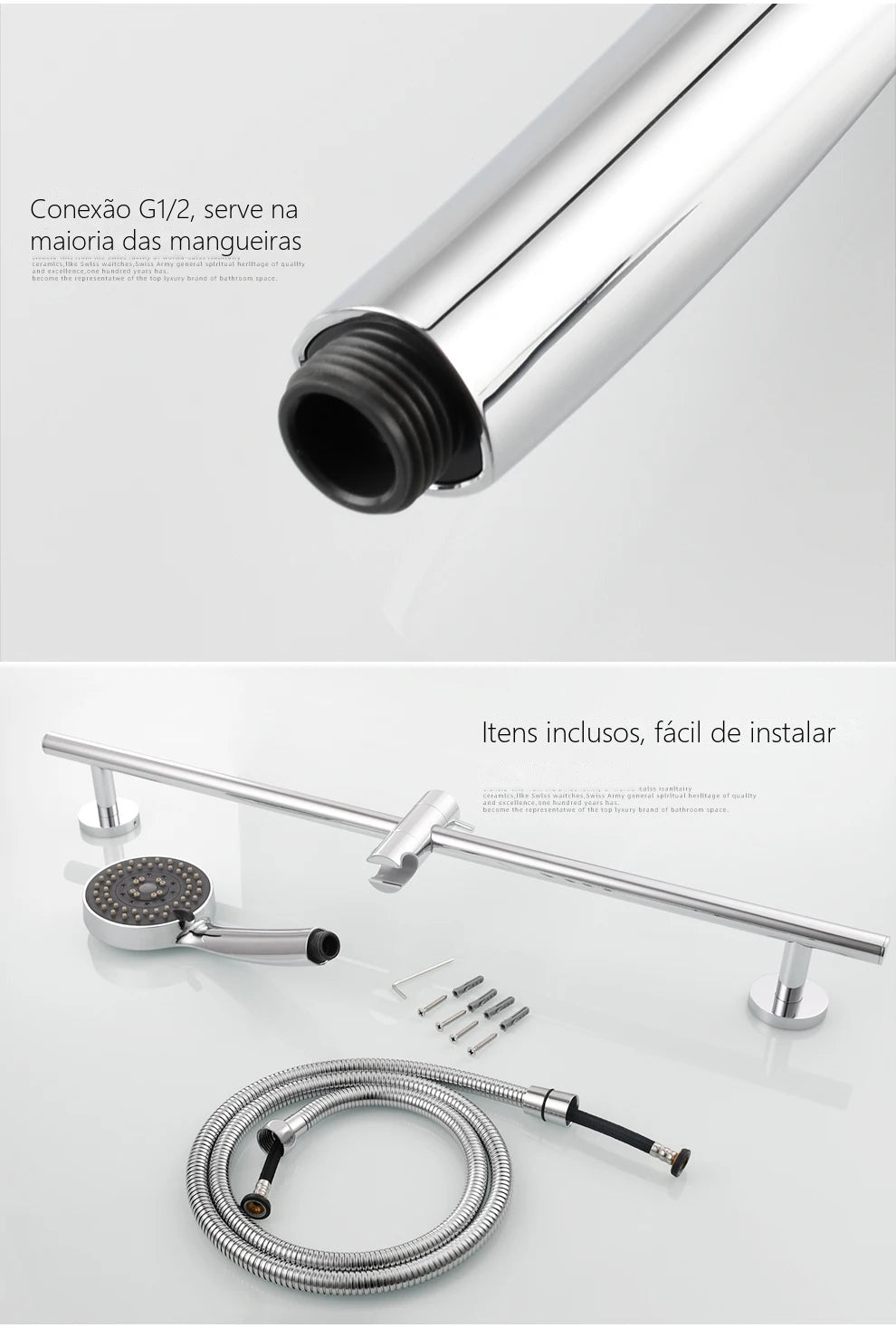 Barra Deslizante Ducha Manual Inox Ajustável 5 Funções Luino