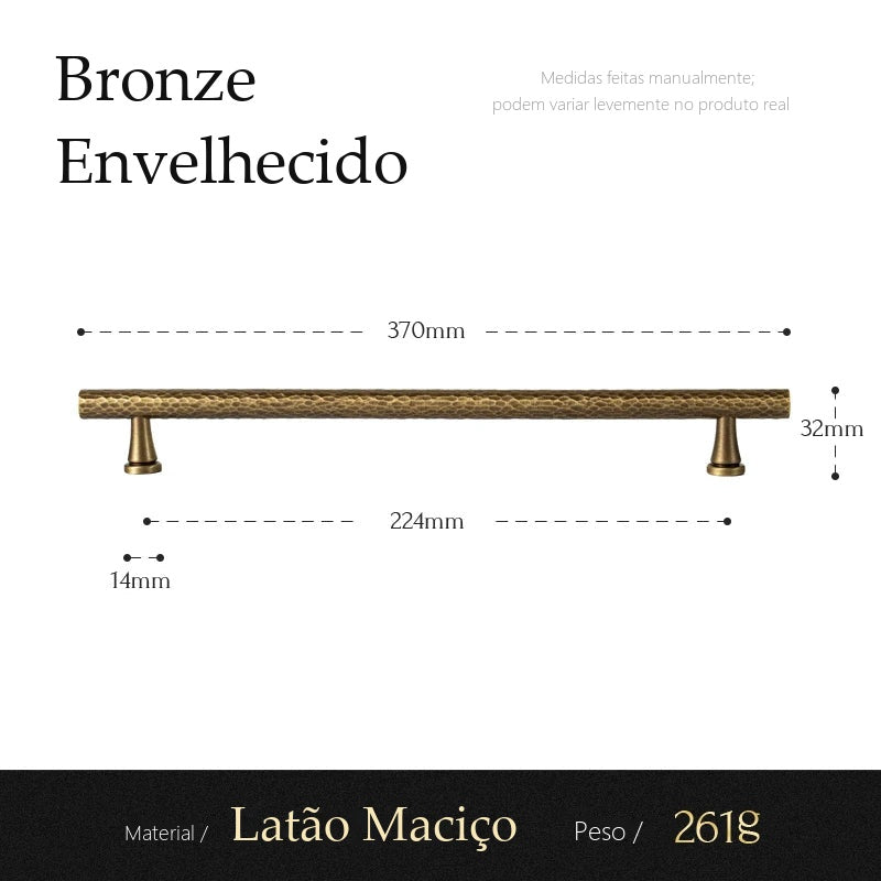 Puxador Alba Bronze Envelhecido Alça 224 mm - medidas