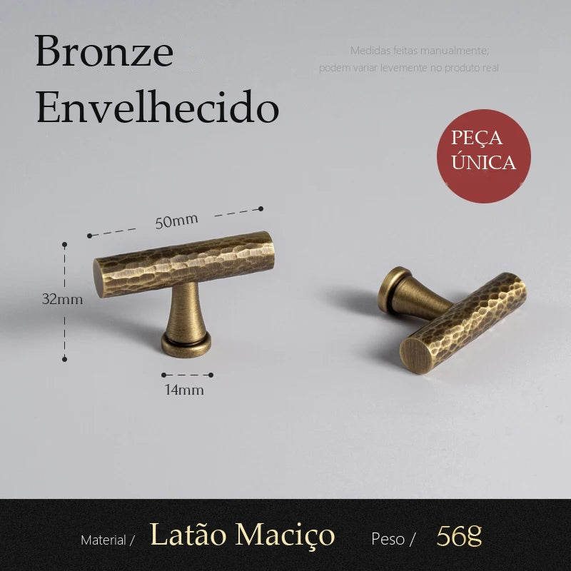 Puxador Alba Bronze Envelhecido Barra T 50 mm - medidas