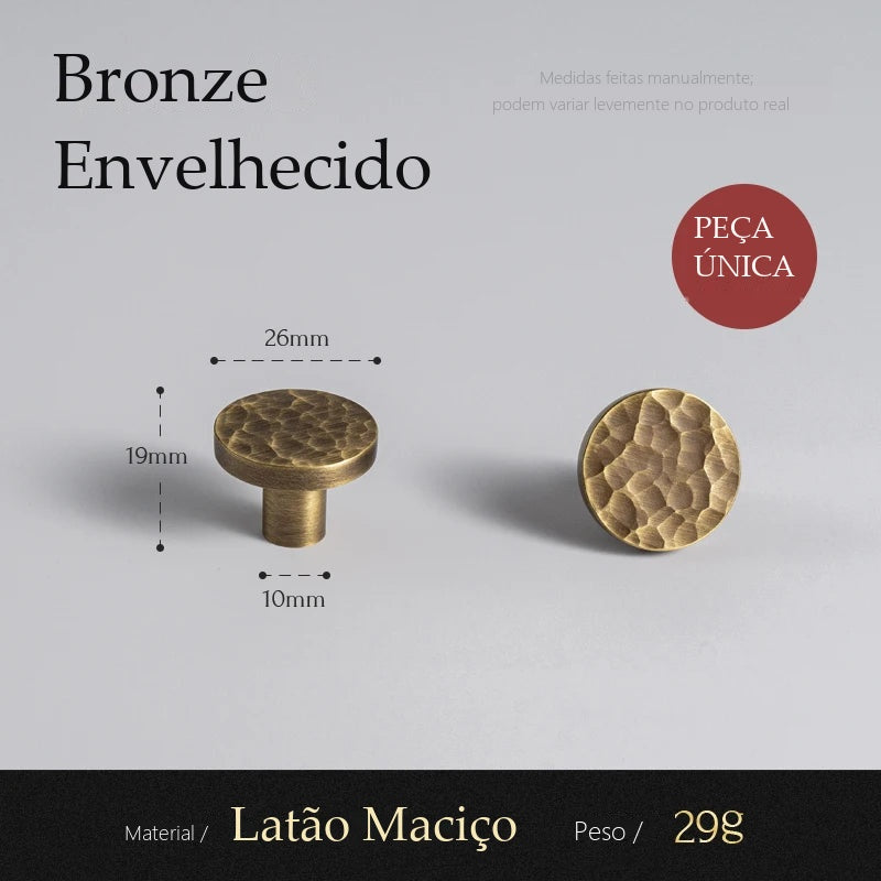 Puxador Alba Bronze Envelhecido Ponto 26 mm - medidas