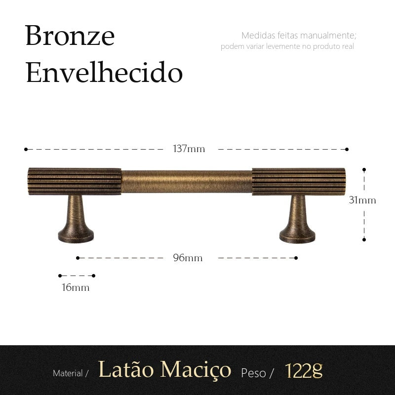 Puxador Amelia Bronze Envelhecido Alça 96 mm - medidas